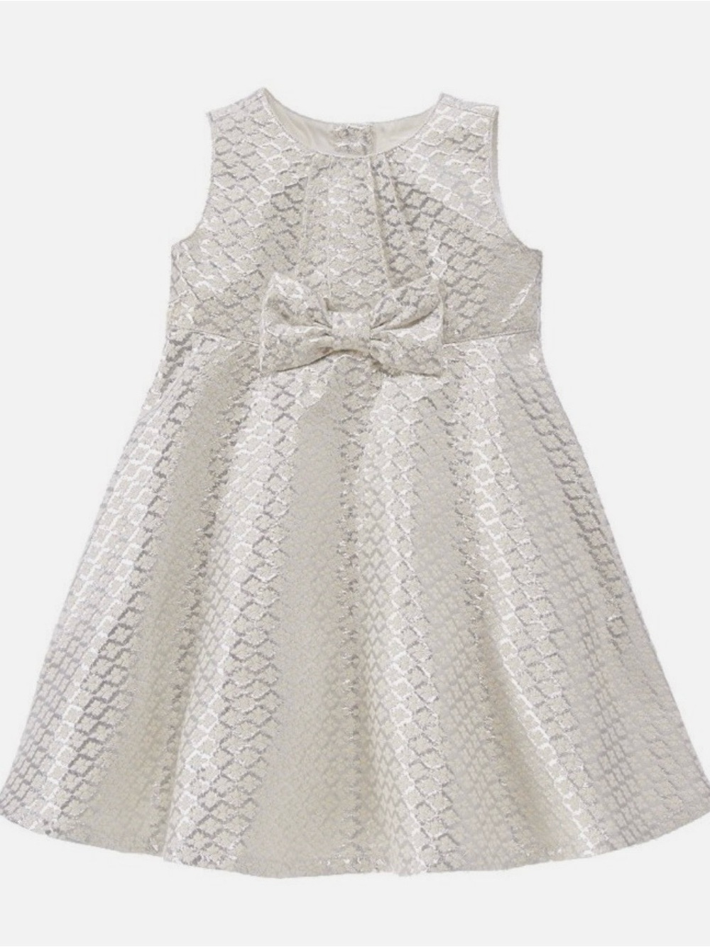 GYMBOREE SAVANNAH SILVER  FOIL JACQUARD PARTY DRESS SZ 3 EUC